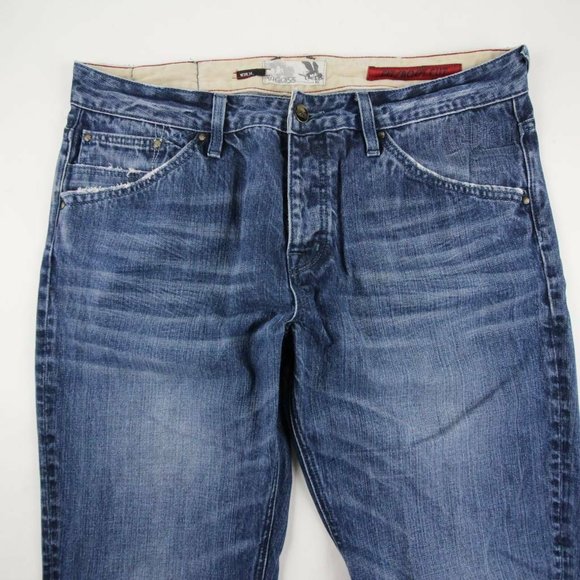 Vigoss Mens Bootcut Jeans Blue Light Denim Embellished Button Fly Size 38x32 - Picture 2 of 12